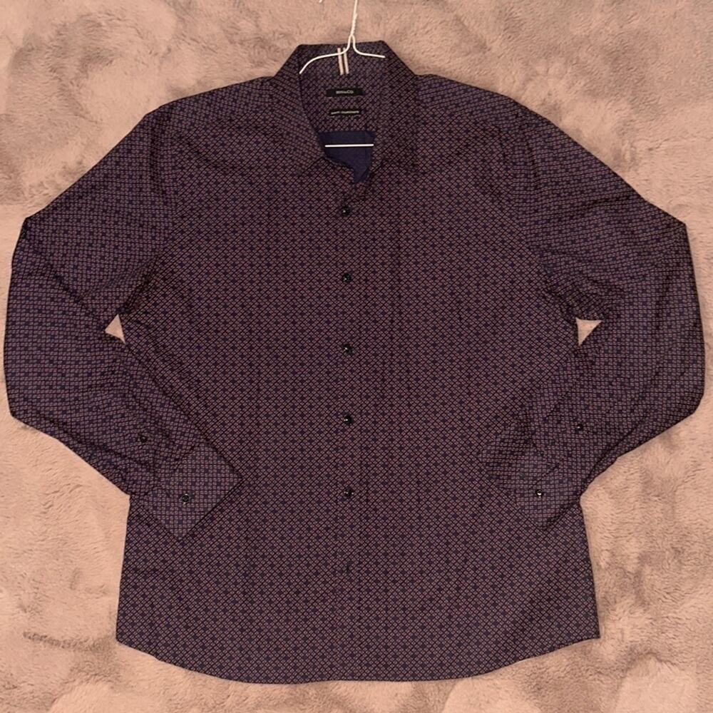 Navy Patterned RW&CO Button-Down Shirt Size XL